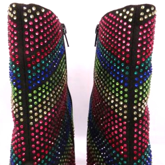 AMES Rainbow Sparkle Bling Stiletto Ankle Boots, multi-color, Sz. 9.5 - Picture 4 of 8